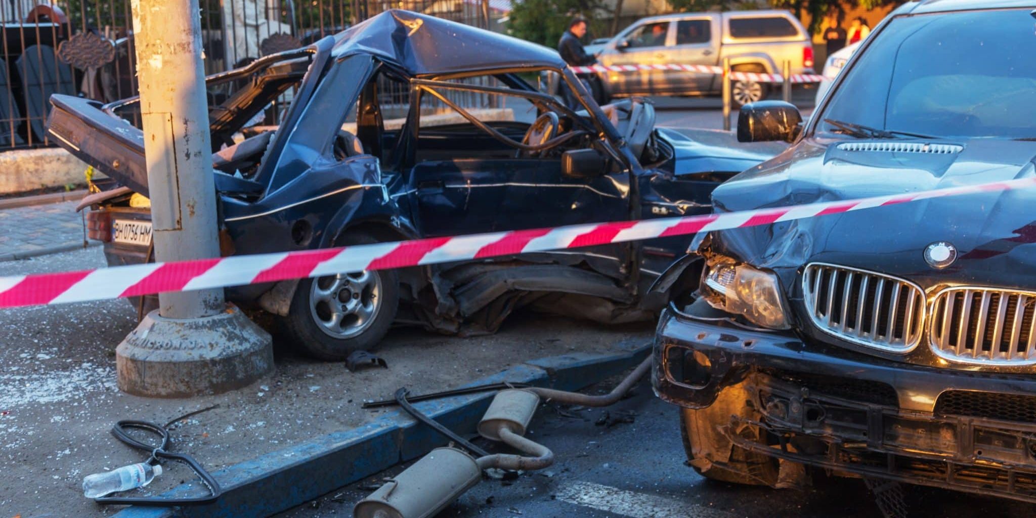Car accident scene with injuries