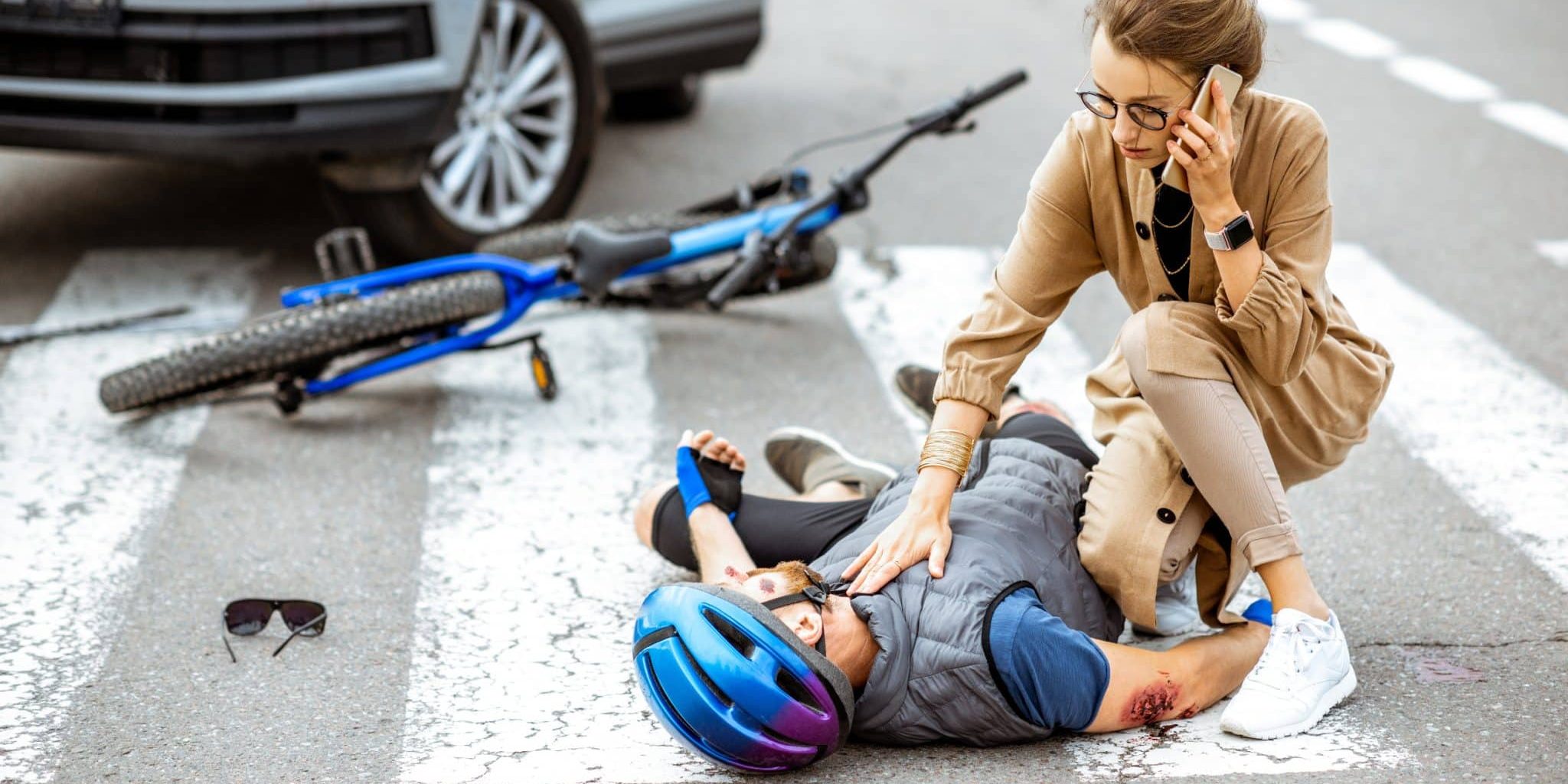what happens if someone jumps in front of your car Woman checking on pedestrian hit by motor vehicle