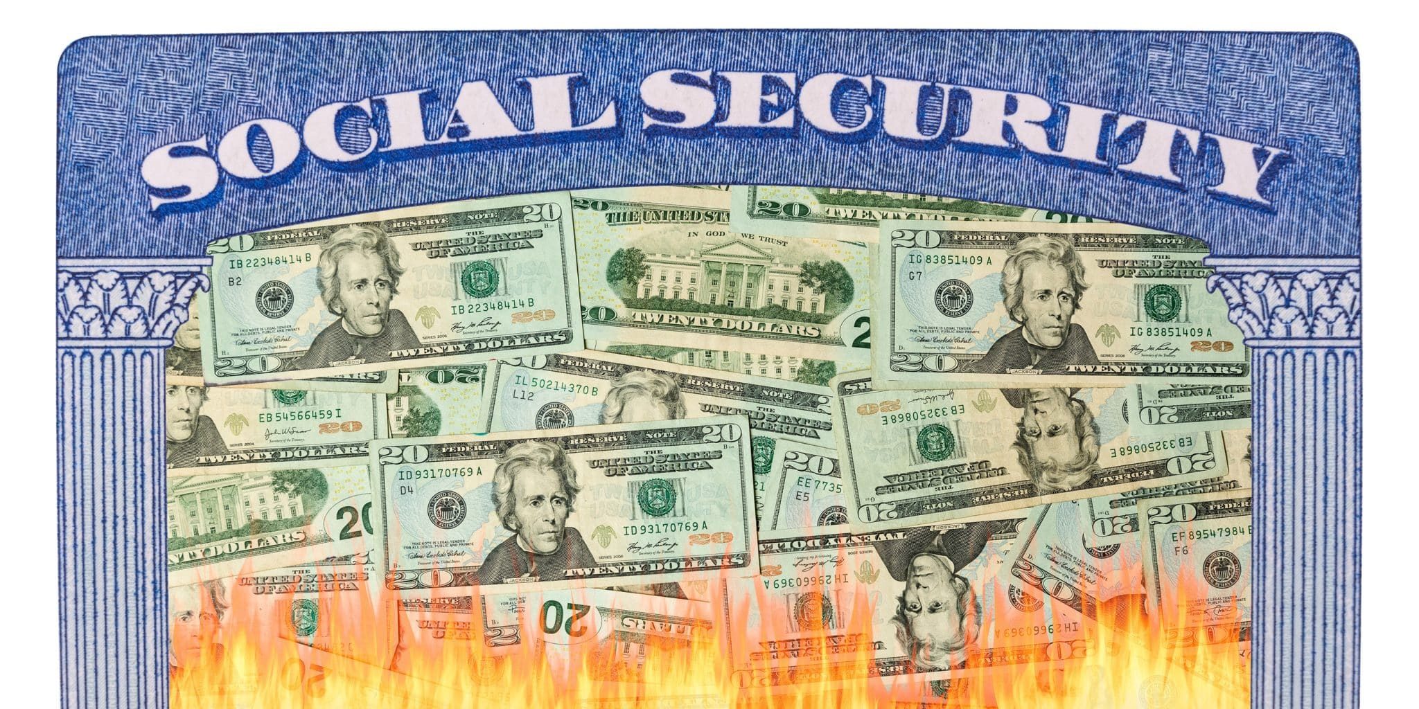 Local Resources for Social Security Disability Applicants in Lansing A Social Security card with US dollar bills on it appears to be burning at the bottom with visible flames.