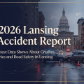 Car accident scene near the Michigan State Capitol representing The Clark Law Office’s 2026 Lansing Car Accident Report.